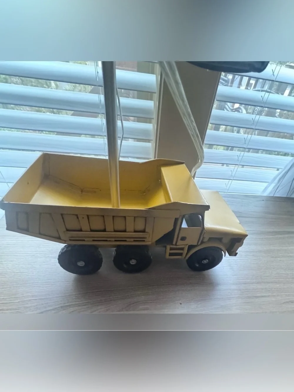 Pottery Barn Kids Yellow Dump Truck Lamp with Navy Blue Shade